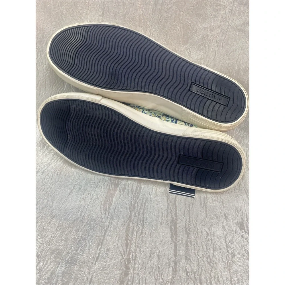 Nautica SLIP ON Shoes Sneakers CANDLER blue floral Navy Palm Men's Size 8.5 New!